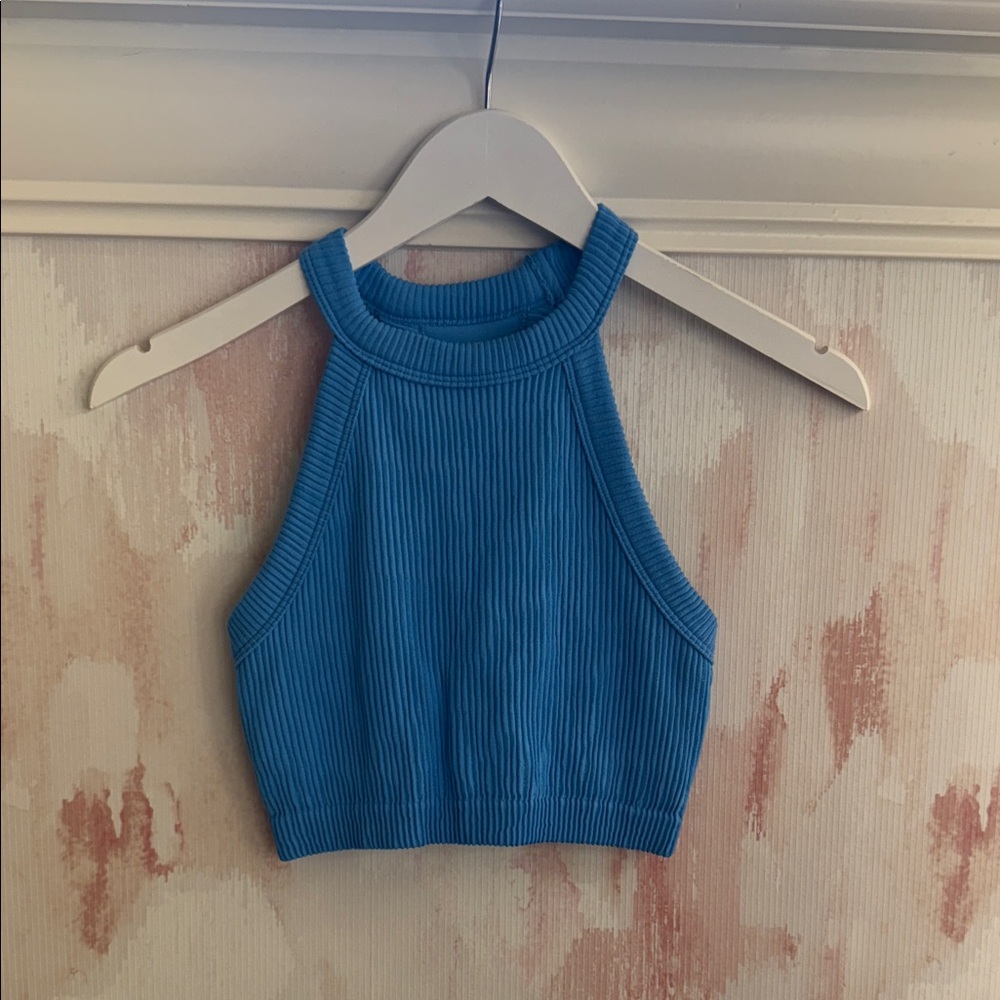 Blue Ribbed Halter Top aerie